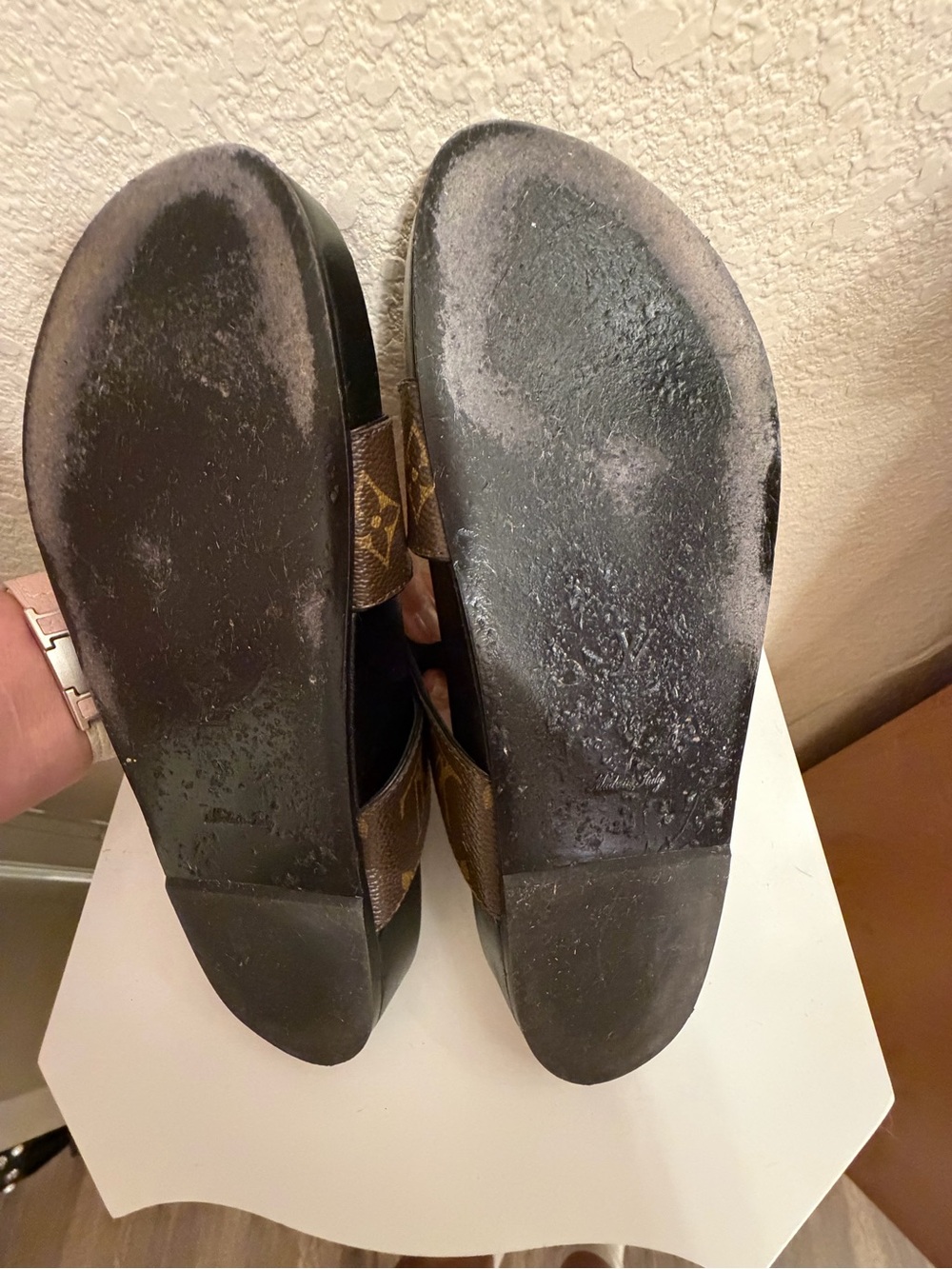 Louis Vuitton Brown Monogram Double-Strap Slide Sandals - Picture 2 of 7
